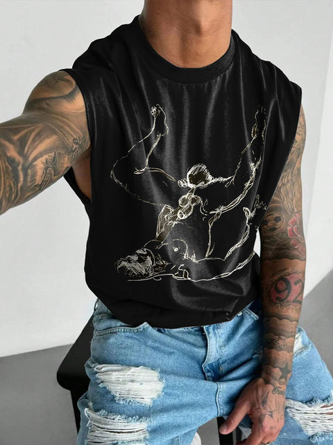 Male body lines Rainbow Men's Gay LGBTQ Print Wide Shoulder Vest