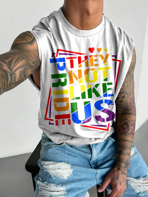They Not Like Us Rainbow Men's Gay LGBTQ Print Wide Shoulder Vest