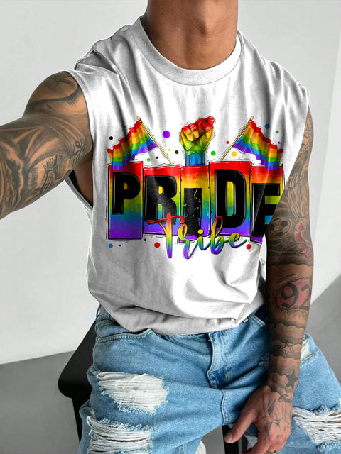 Pride tribe Rainbow Men's Gay LGBTQ Print Wide Shoulder Vest