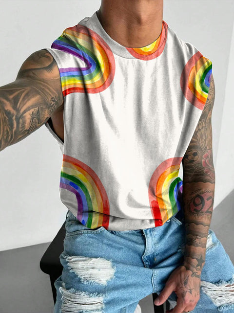 Rainbow Pride Men's Gay LGBTQ Print Wide Shoulder Vest