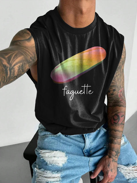 Funny Pride French Gay Rainbow Men's LGBTQ Print Wide Shoulder Vest