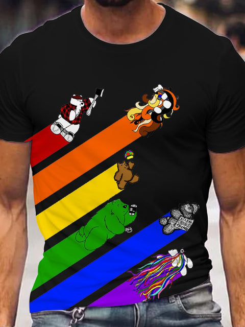 Men's Rainbow Bear Casual T-Shirt