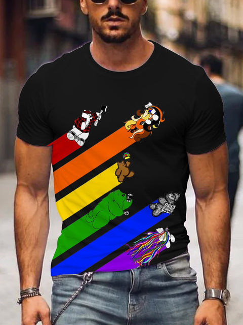 Men's Rainbow Bear Casual T-Shirt