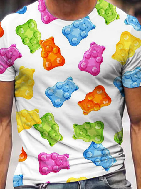 Men's Rainbow Color Bear Casual T-Shirt