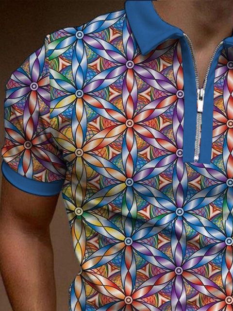 Men's Rainbow Color Art Print Polo Shirt