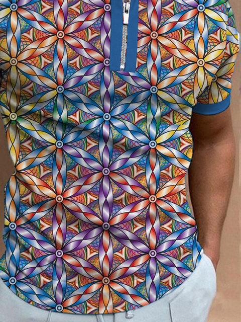 Men's Rainbow Color Art Print Polo Shirt