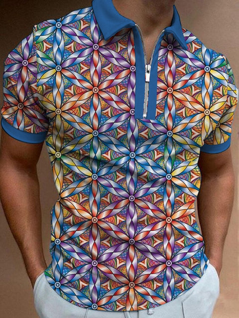 Men's Rainbow Color Art Print Polo Shirt