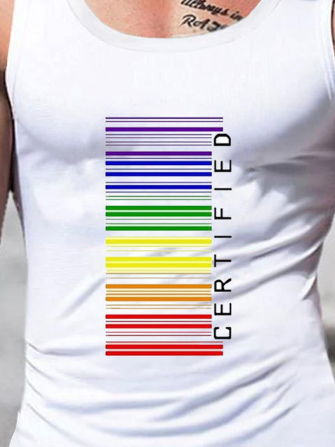 Men's Certified Rainbow Bar Code Casual Tank Top