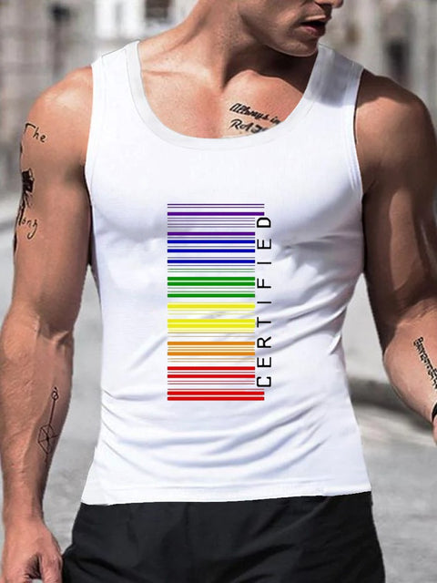 Men's Certified Rainbow Bar Code Casual Tank Top