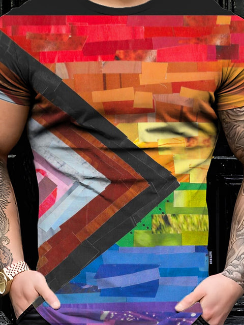 Men's LGBT Gay Rainbow Pride Flag Casual Print  T-Shirt