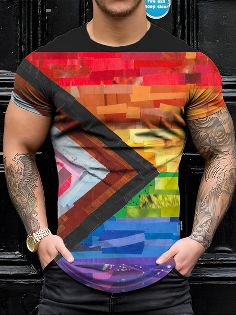 Men's LGBT Gay Rainbow Pride Flag Casual Print  T-Shirt