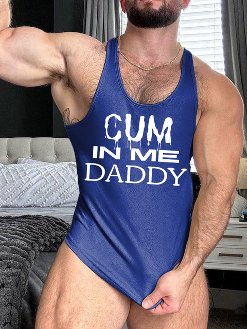 LGBT Gay Pride Cum In Me Daddy Print 100% Cotton Casual Tank Top