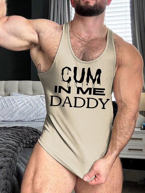 LGBT Gay Pride Cum In Me Daddy Print 100% Cotton Casual Tank Top