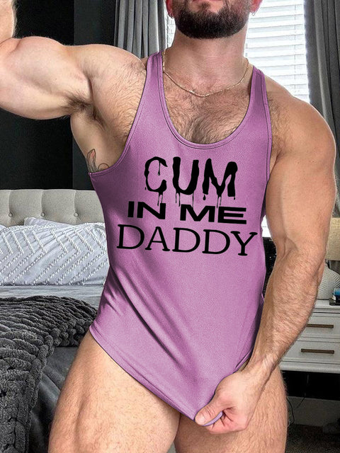 LGBT Gay Pride Cum In Me Daddy Print 100% Cotton Casual Tank Top