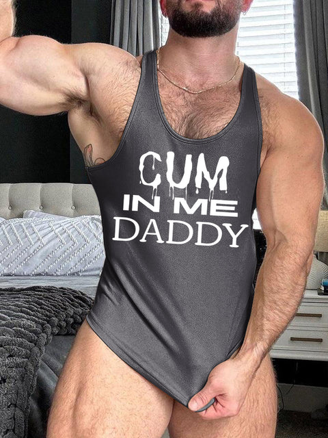 LGBT Gay Pride Cum In Me Daddy Print 100% Cotton Casual Tank Top