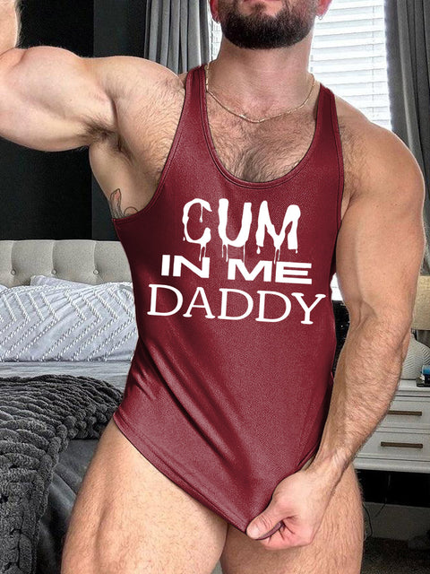 LGBT Gay Pride Cum In Me Daddy Print 100% Cotton Casual Tank Top
