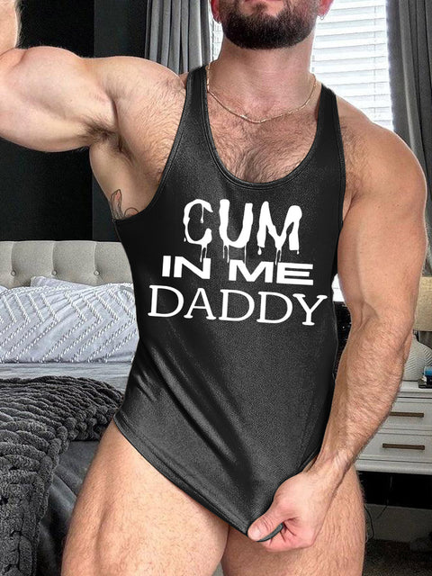 LGBT Gay Pride Cum In Me Daddy Print 100% Cotton Casual Tank Top