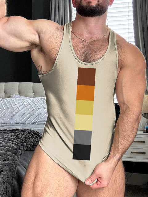 LGBT Gay Pride Bear Flag Print 100% Cotton Casual Tank Top