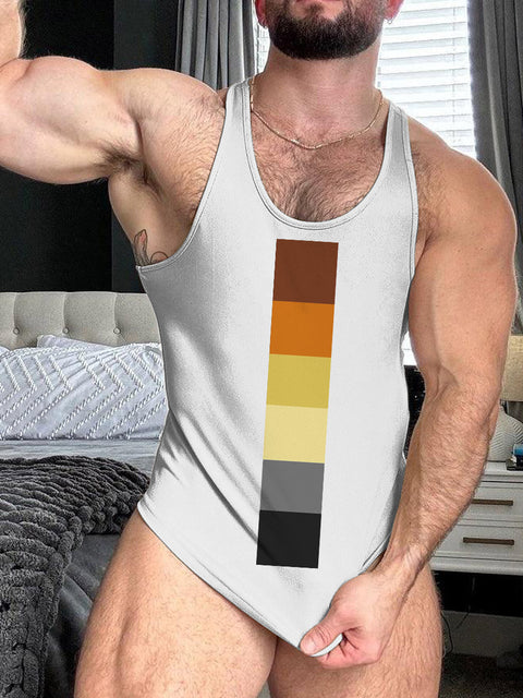 LGBT Gay Pride Bear Flag Print 100% Cotton Casual Tank Top