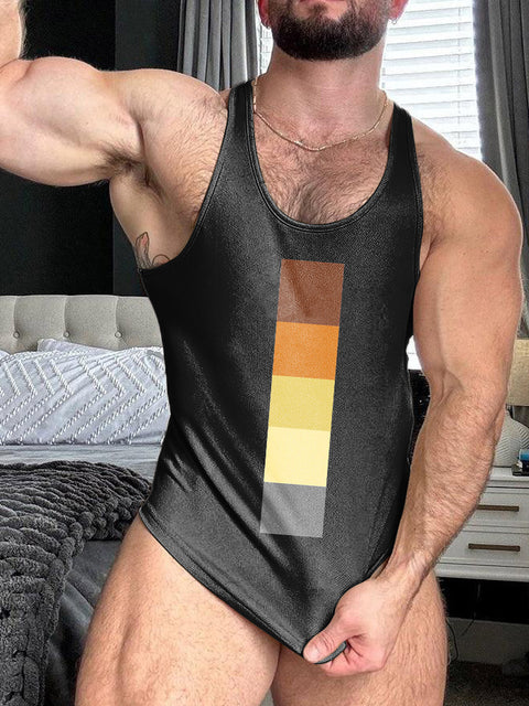 LGBT Gay Pride Bear Flag Print 100% Cotton Casual Tank Top