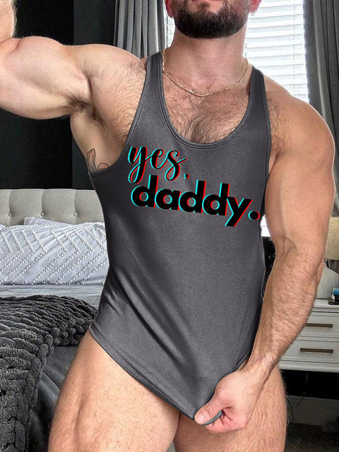 LGBT Gay Pride Yes Daddy Print 100% Cotton Casual Tank Top