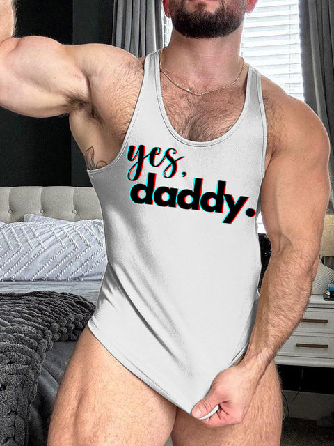 LGBT Gay Pride Yes Daddy Print 100% Cotton Casual Tank Top