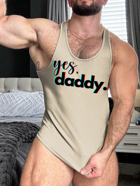 LGBT Gay Pride Yes Daddy Print 100% Cotton Casual Tank Top