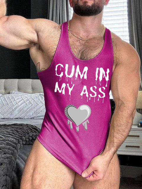 LGBTQ Gay Pride Cum In My Ass Print 100% Cotton Casual Tank Top