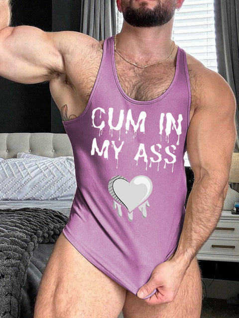 LGBTQ Gay Pride Cum In My Ass Print 100% Cotton Casual Tank Top