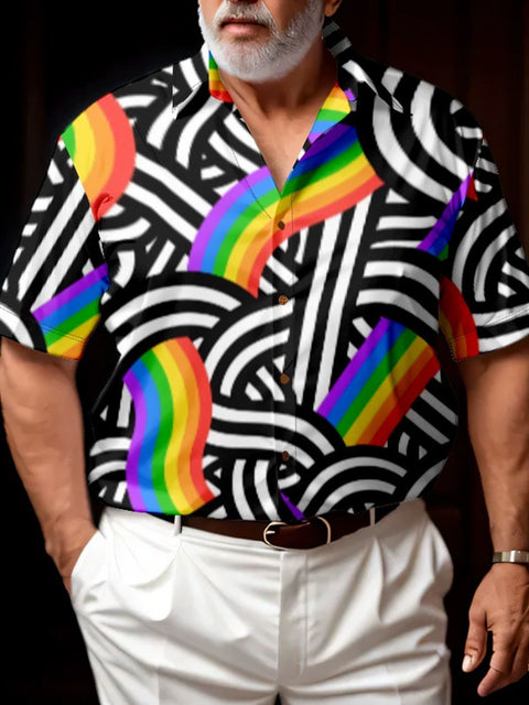 Men's Rainbow Stripes Art Print Casual Sweatshirt