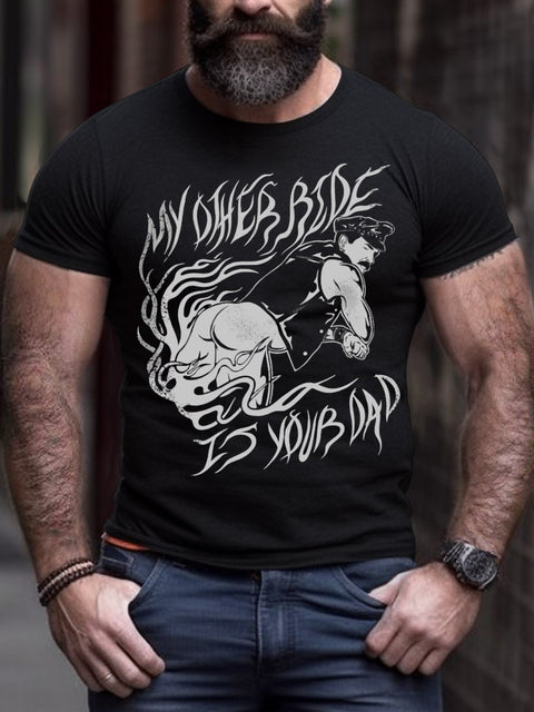 Men's Pride Leather My Other Ride is Your Dad Print T-shirt