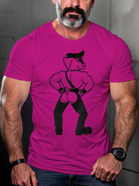 Men's Leather Pride Pig Print T-shirt