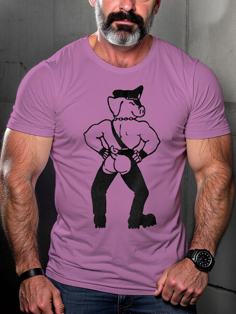 Men's Leather Pride Pig Print T-shirt