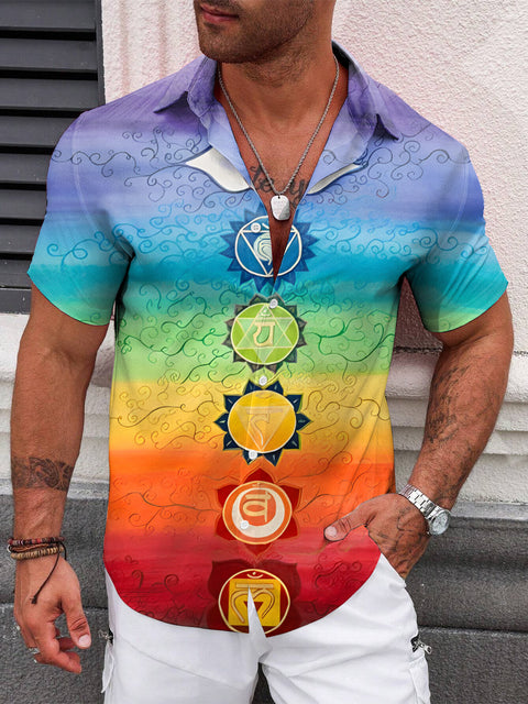 Men's Retro Totem Rainbow Gradient Art Print Casual Sweatshirt