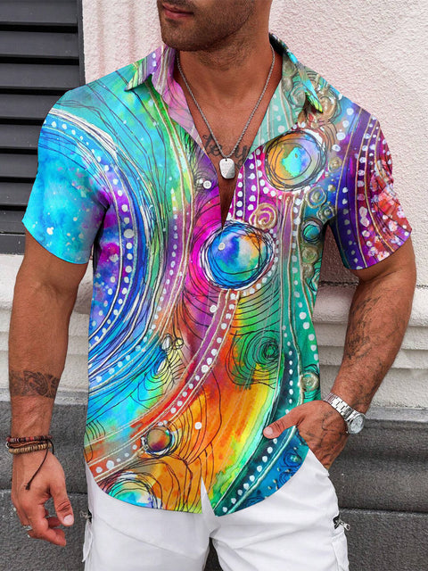 Men's Retro Rainbow Gradient Art Print Casual Sweatshirt