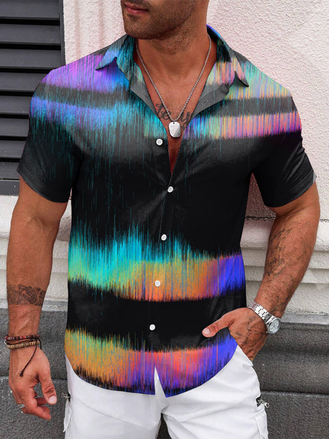 Men's Retro Rainbow Gradient Art Print Casual Sweatshirt