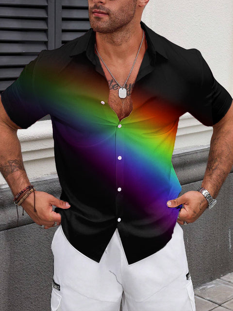 Men's Retro Rainbow Gradient Art Print Casual Sweatshirt