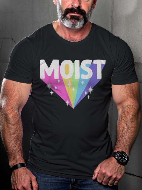 Men's Retro Gay Wet Rainbow 3D Slogan LGBT Printed Casual T-Shirt