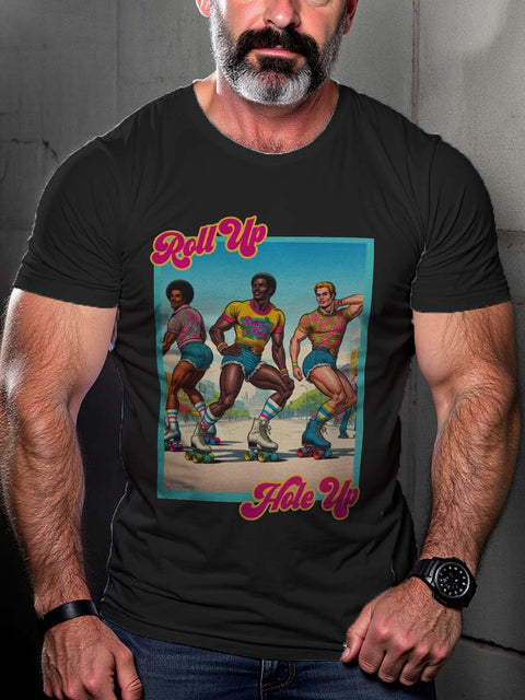 Men's Retro Street Elements Gay Skate Printed Casual T-shirt