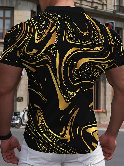 Men's Gradient 3D Print Short Sleeve Polo Shirt