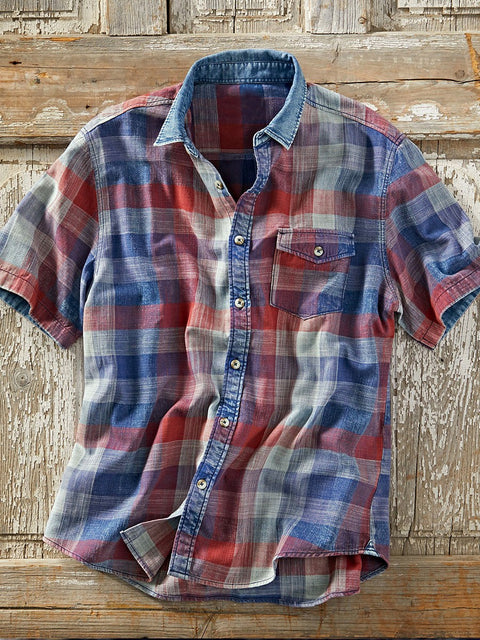 Men's Outdoor Plaid Short Sleeve Shirt