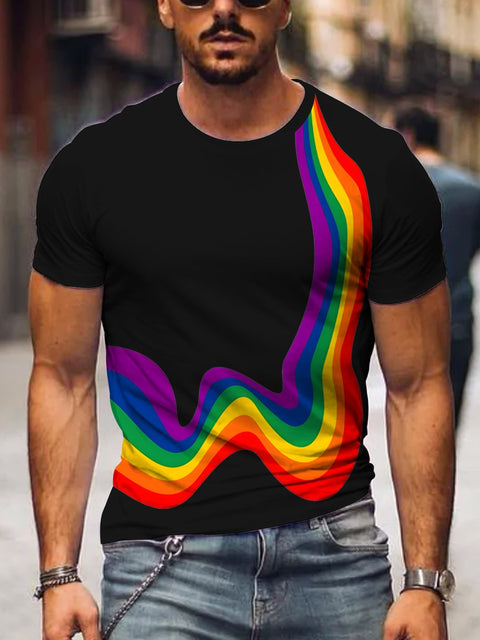 Men's Rainbow Print Casual T-shirt