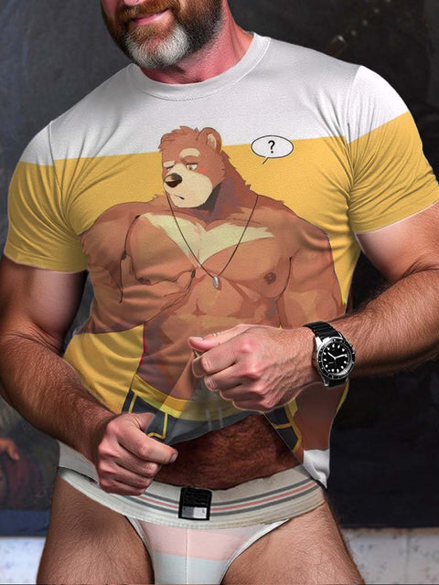 LGBTQ Gay Pride Bear Print Casual Loose Short Sleeve T-Shirt