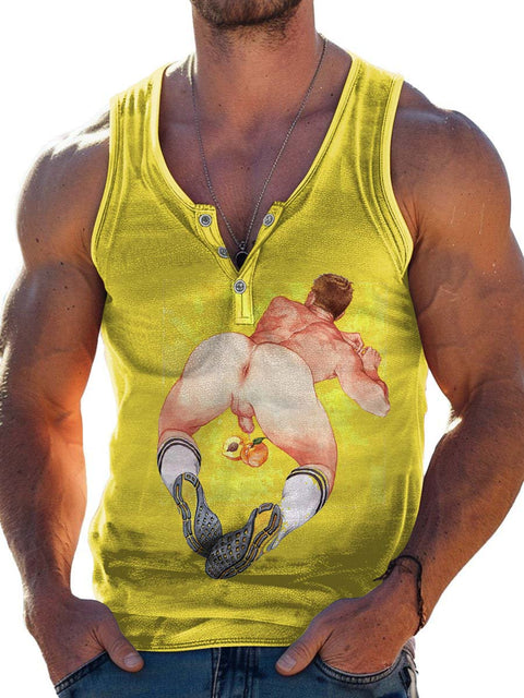 Men's LGBT Gay Pride Peach Ass Cum Wide Shoulder Vest