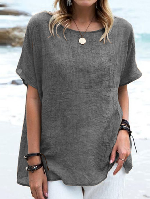 Women's Print Casual Cotton And Linen 3/4 Sleeve Shirt