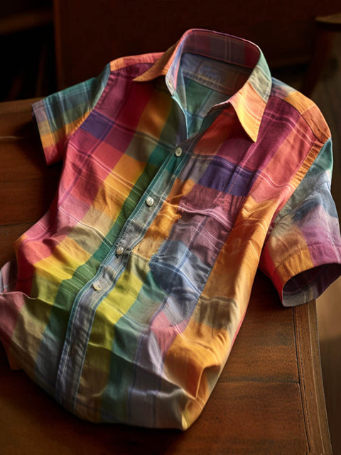 Men's Rainbow Plaid Shirt