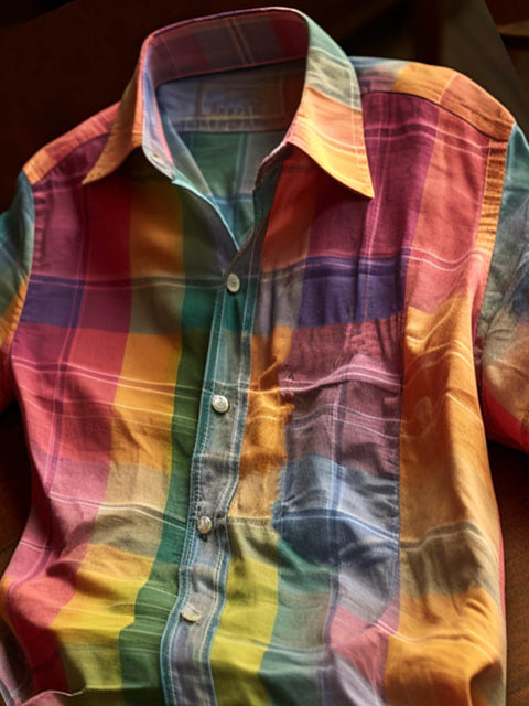 Men's Rainbow Plaid Shirt