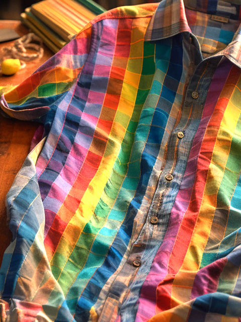 Men's Rainbow Plaid Shirt