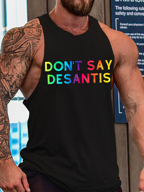 Men's LGBT Gay Pride Don't Say Desantis Florence Casual Print Tank Top