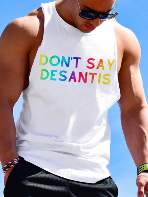 Men's LGBT Gay Pride Don't Say Desantis Florence Casual Print Tank Top